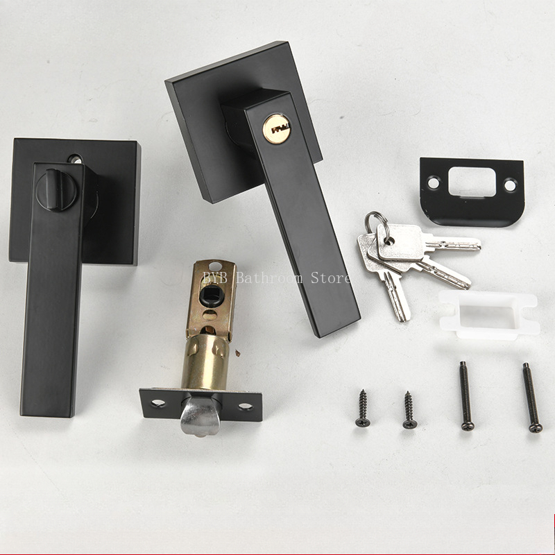 Home Bathroom Lock - Black Door Handle Door Handle Lock