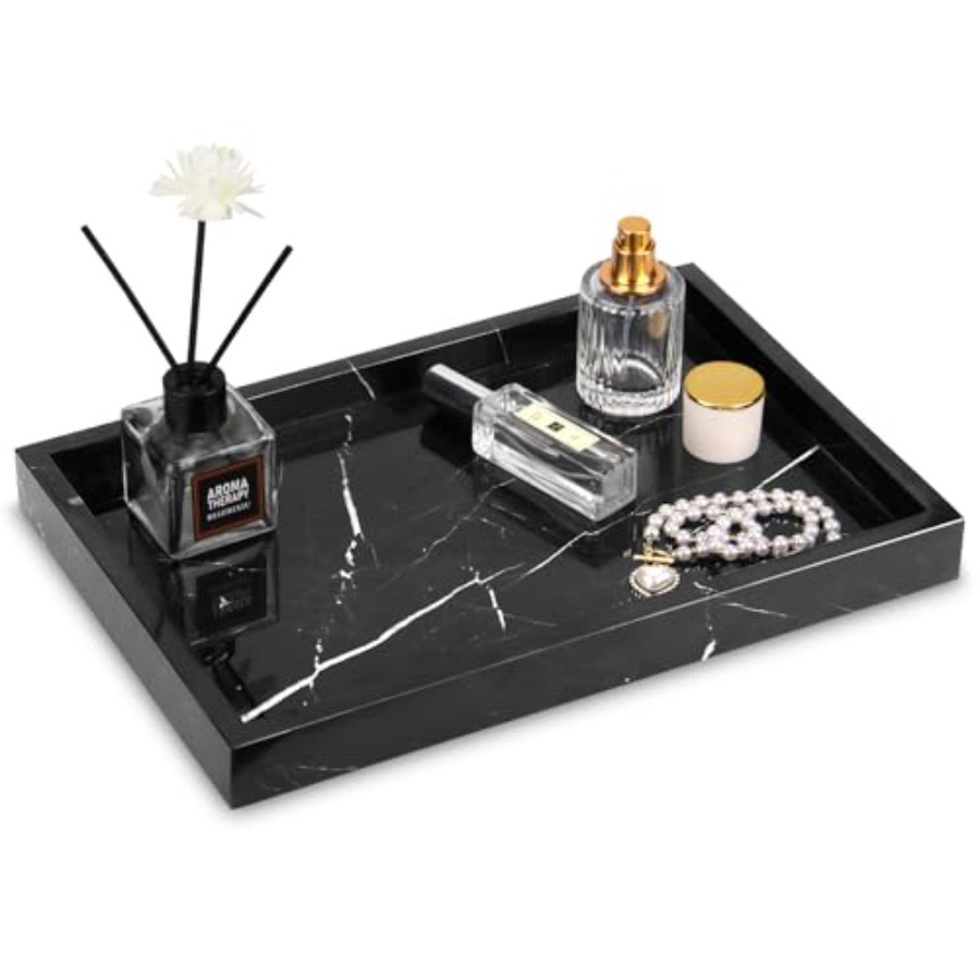 Home Bathroom Decor - Marble Bathroom Vanity Tray, Natural Luxury
