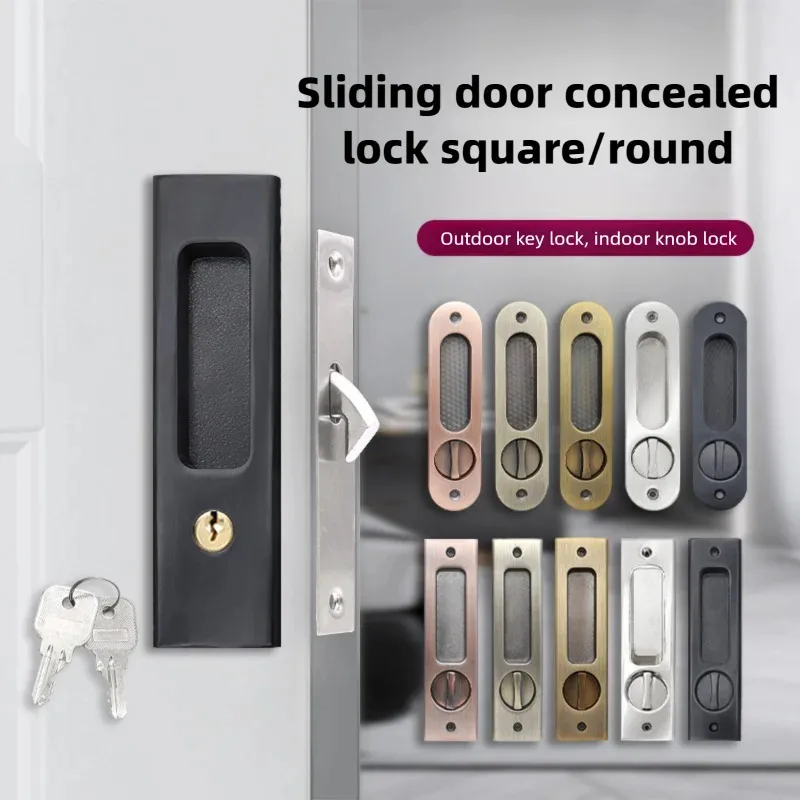 Home Bathroom Lock - Durable Black Hook Sliding Door Lock