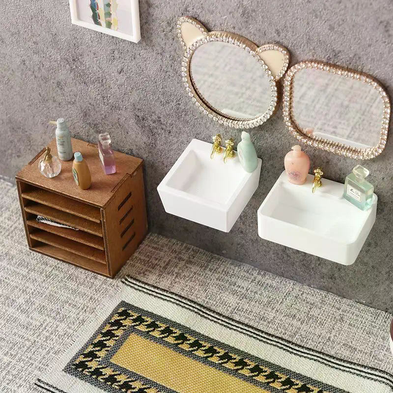 Home Bathroom Wash Basin - 1/12 Dollhouse Mini Bathroom Sink Wash