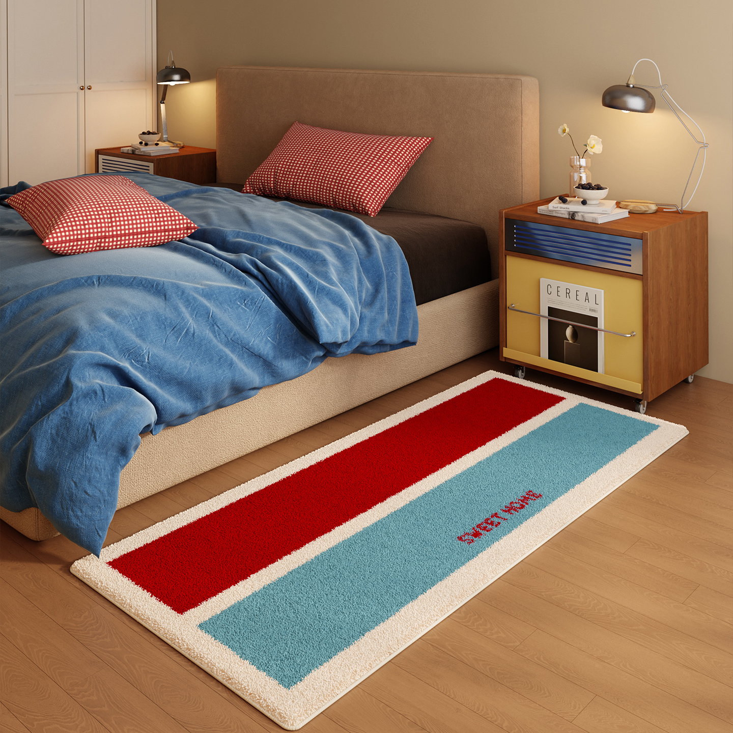 Home Goods Bathroom Rugs - VIKAMA Cute Red Blue Carpet Soft