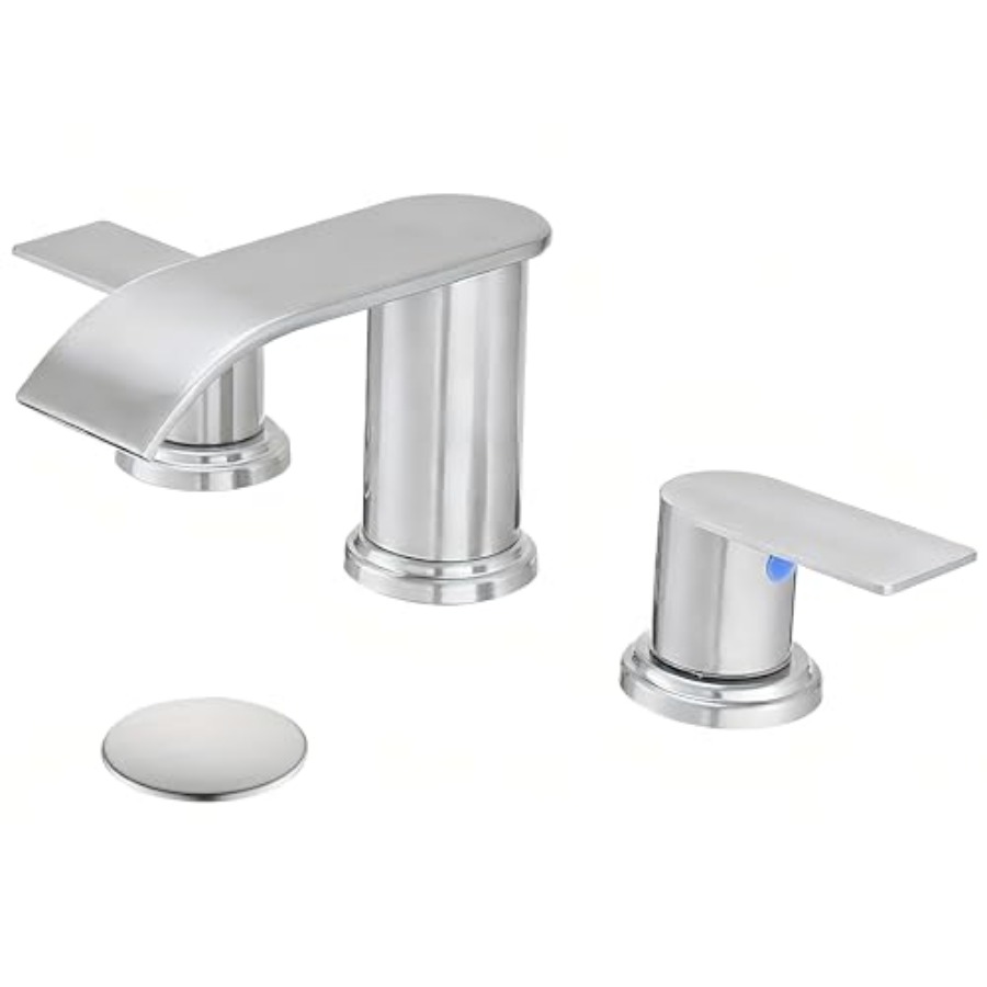 Basin Mixer Tap - Waterfall Bathroom Faucet 3 Holes, Widespread