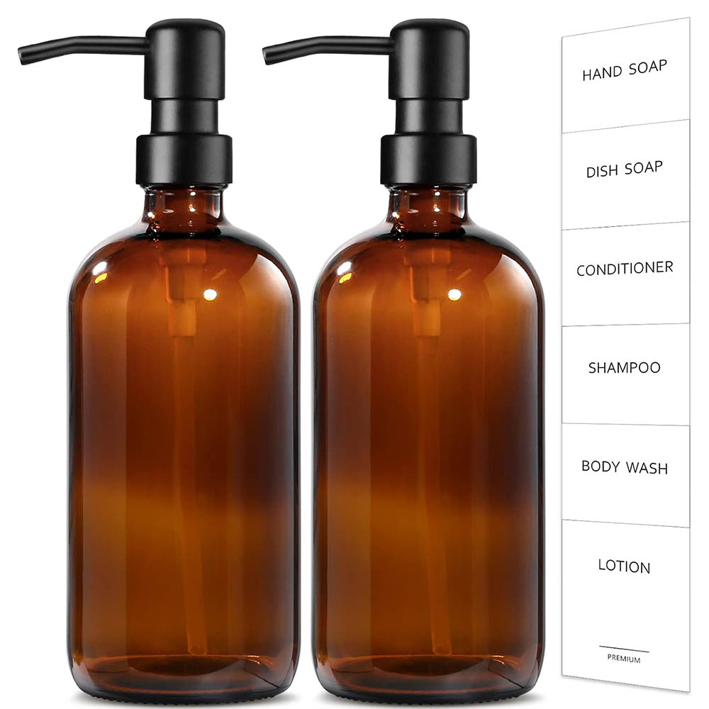 Glass Soap Dish - Amber Glass Soap Dispenser, 2 Pack