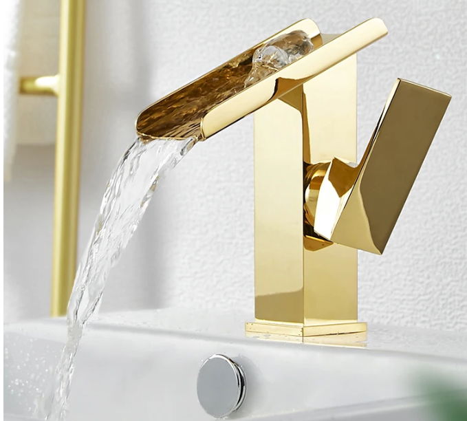 Becola Gold Brass Waterfall Wa - Home Bathroom Wash Basin ulasan dan harga