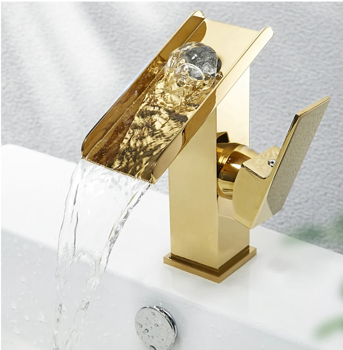 Becola Gold Brass Waterfall Wa - Home Bathroom Wash Basin ulasan dan harga