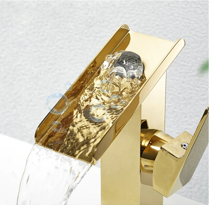 Becola Gold Brass Waterfall Wa - Home Bathroom Wash Basin ulasan dan harga