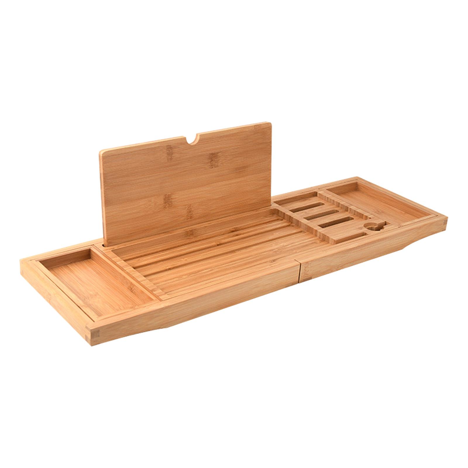 Premium Wooden Bathtub Caddy T - Glass Soap Dish ulasan dan harga