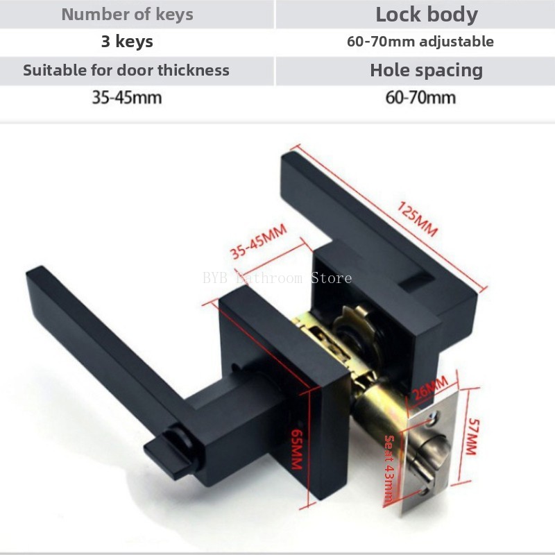 Black Door Handle Door Handle  - Home Bathroom Lock ulasan dan harga