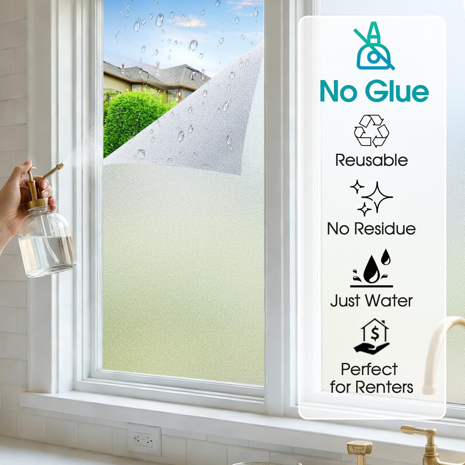 Frosted Window Privacy Film, S - Home Bathroom Products ulasan dan harga