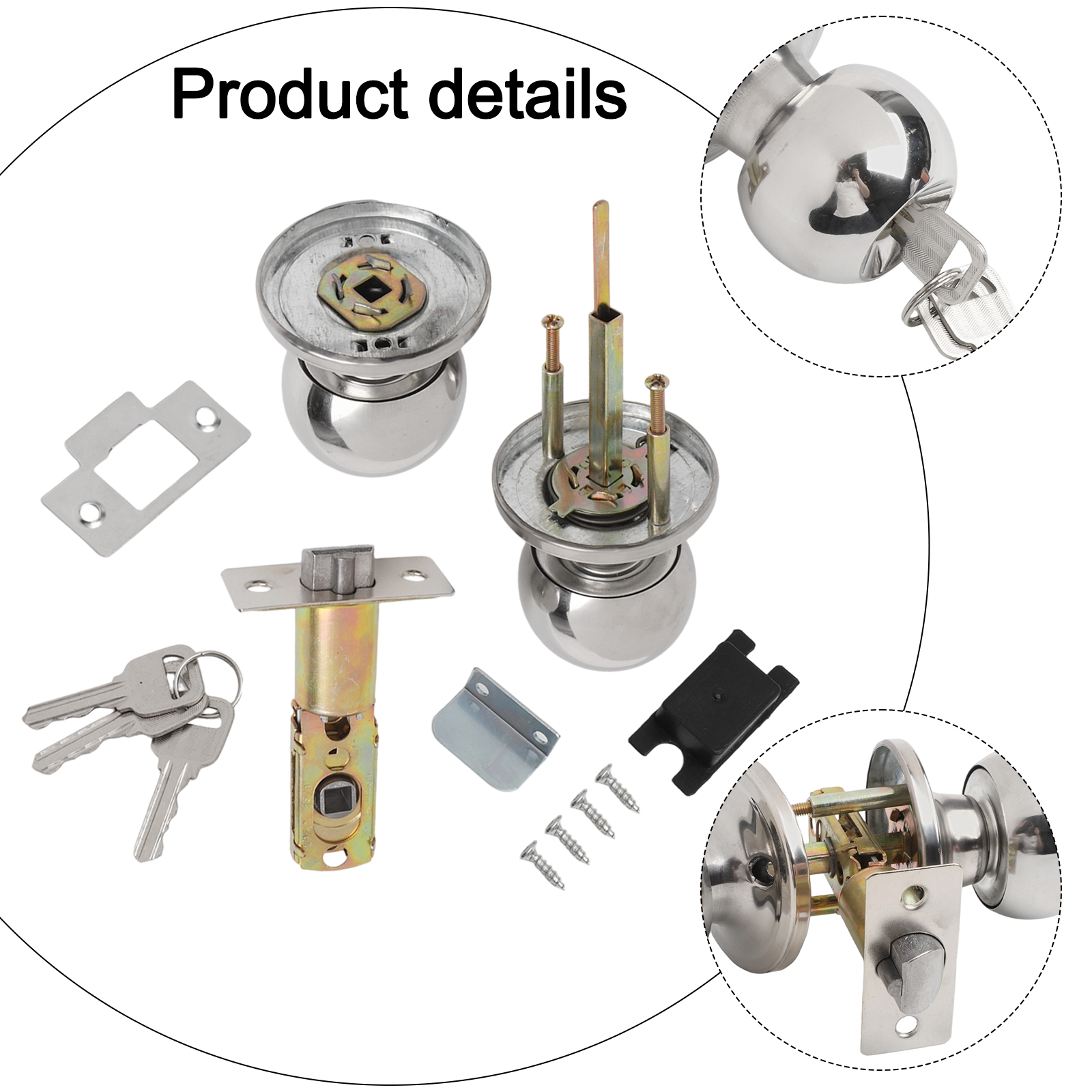 Door Set Knob Handle Lock With - Home Bathroom Lock ulasan dan harga