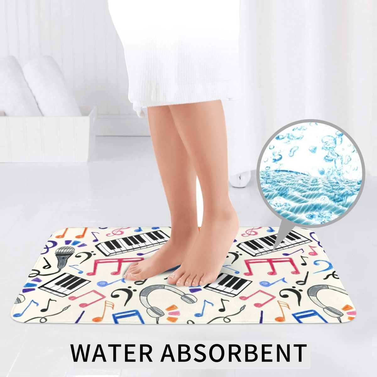 Good Beats - Music Notes & Sym - Home Goods Bathroom Rugs ulasan dan harga