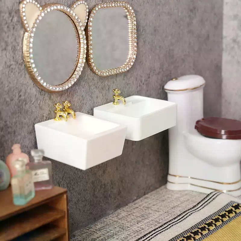1/12 Dollhouse Mini Bathroom S - Home Bathroom Wash Basin ulasan dan harga