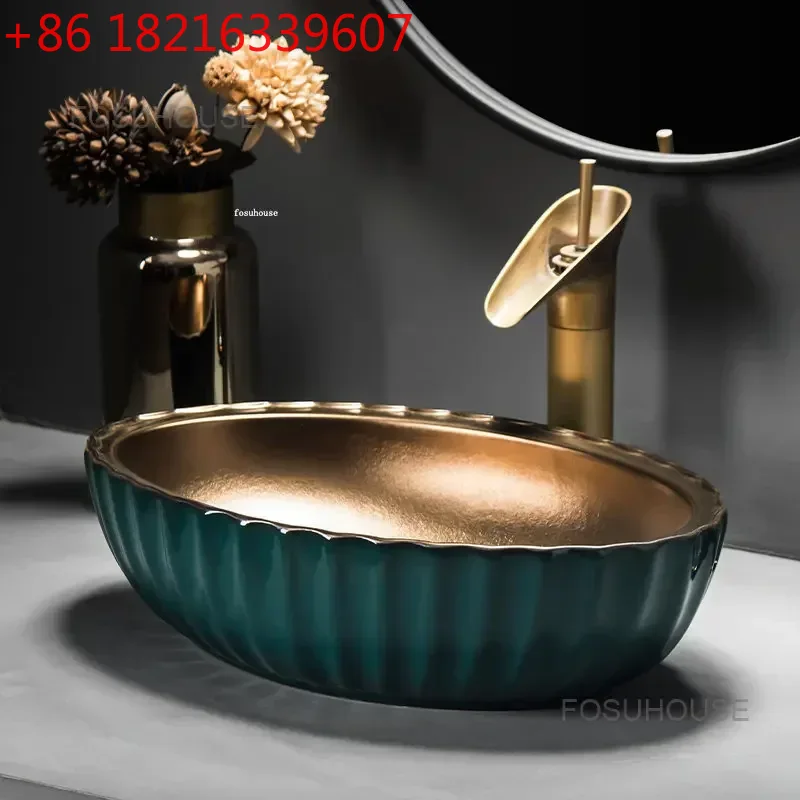 TAO Italian Green Gold Art Bat - Home Bathroom Wash Basin ulasan dan harga