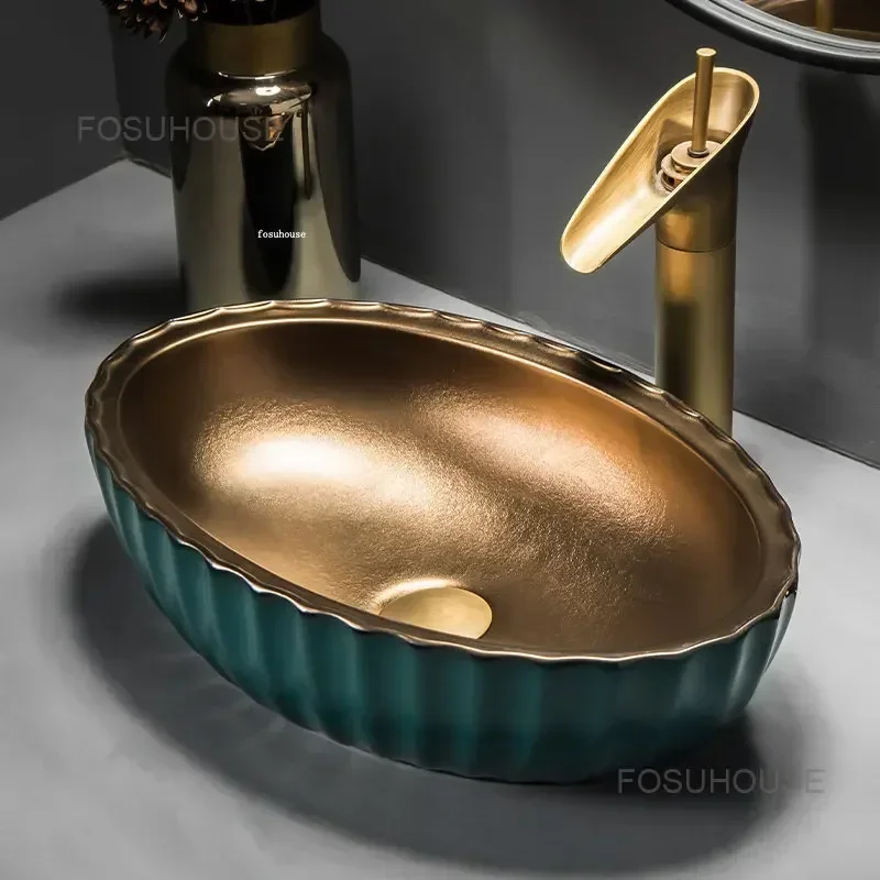 TAO Italian Green Gold Art Bat - Home Bathroom Wash Basin ulasan dan harga