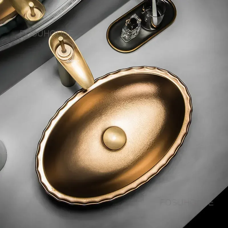TAO Italian Green Gold Art Bat - Home Bathroom Wash Basin ulasan dan harga