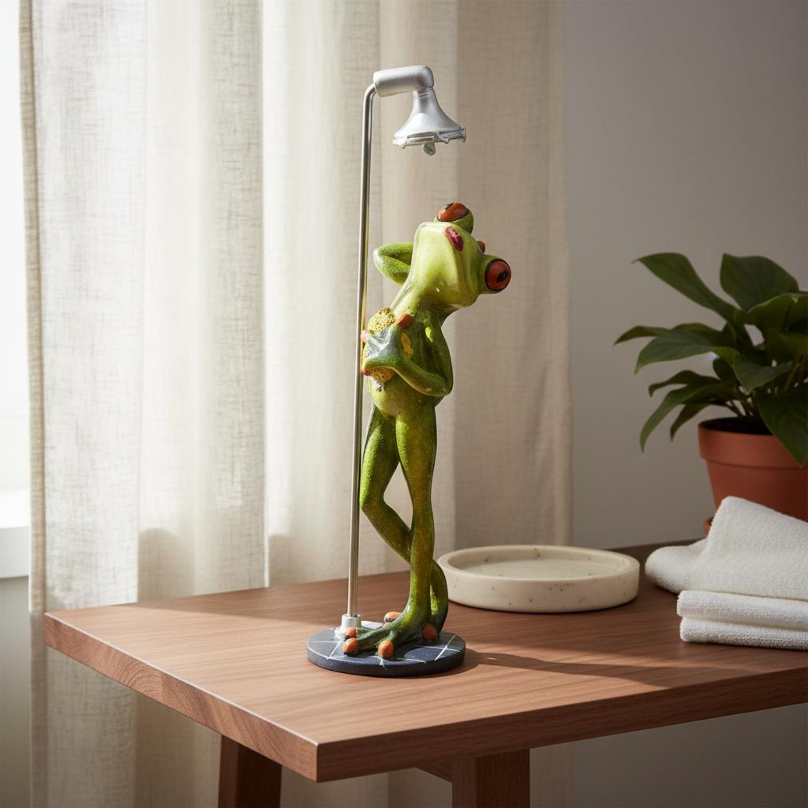 Showering Frog Figurine Novelt - Home Bathroom Decor ulasan dan harga