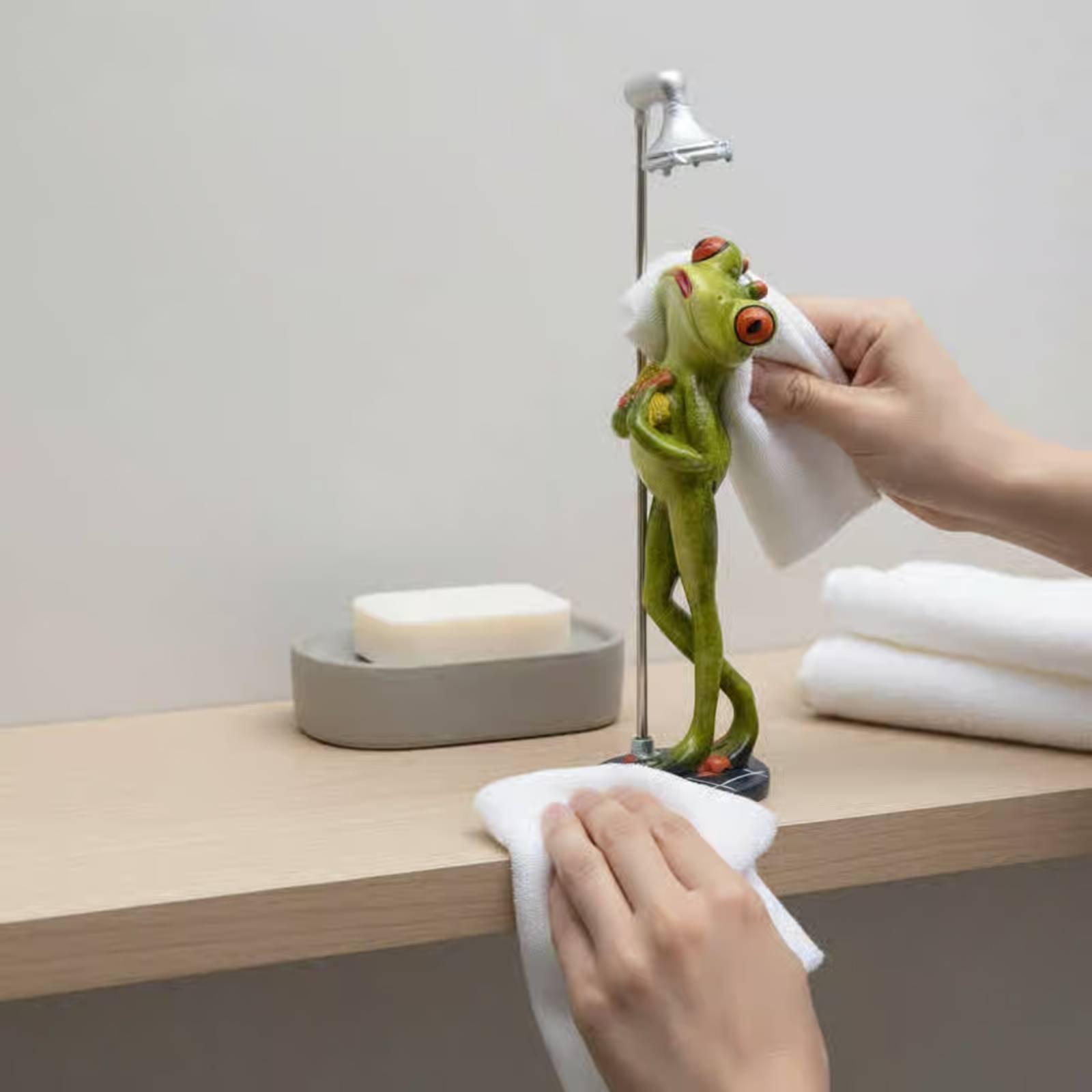 Showering Frog Figurine Novelt - Home Bathroom Decor ulasan dan harga