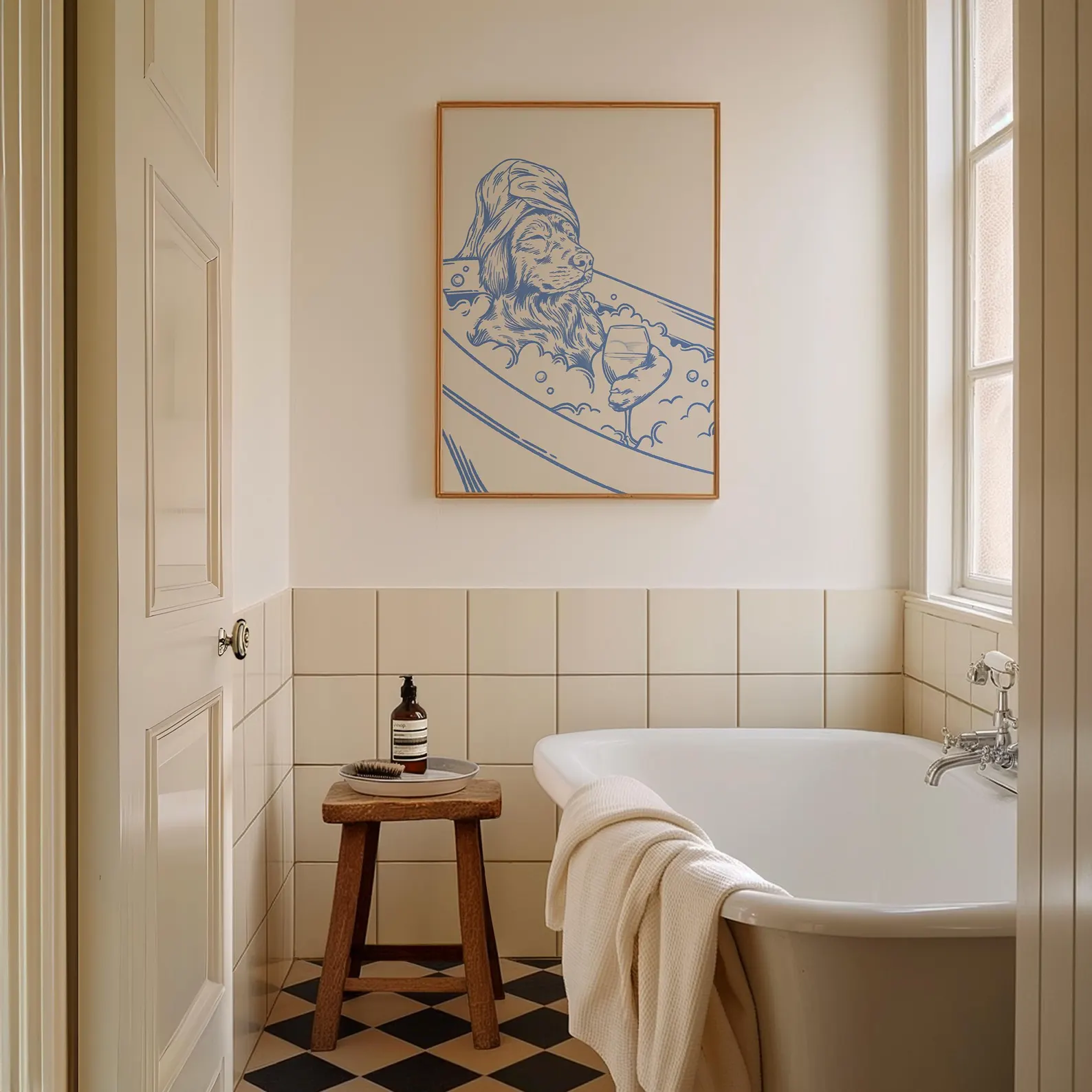 Dog with Wine Trendy Bathroom  - Home Bathroom Decor ulasan dan harga