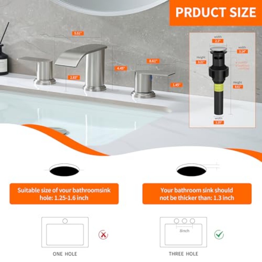 Waterfall Bathroom Faucet 3 Ho - Basin Mixer Tap ulasan dan harga