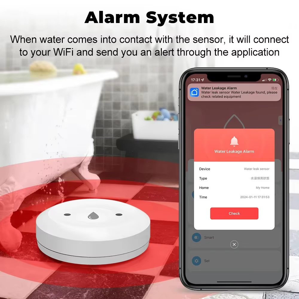 Tuya ZigBee 3.0 Water Leak Det - Bathroom Home Improvement ulasan dan harga