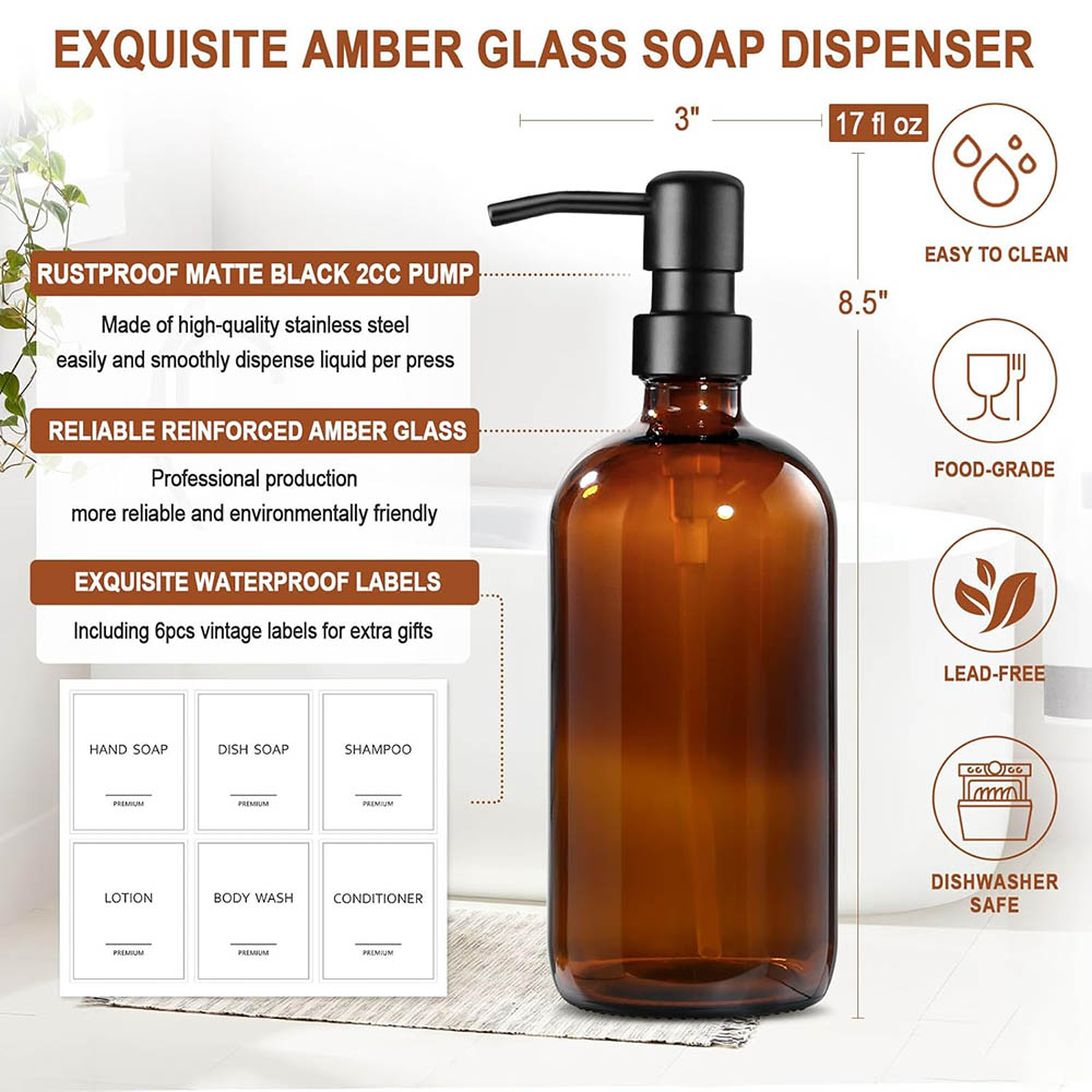 Amber Glass Soap Dispenser, 2  - Glass Soap Dish ulasan dan harga