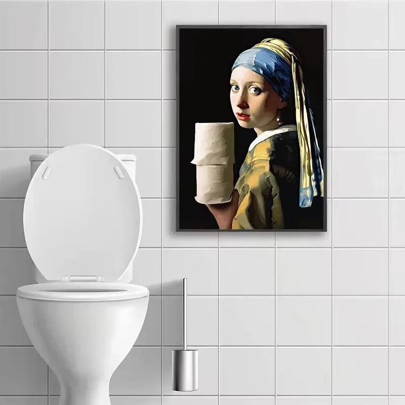 Funny Mona Lisa Wearing Pearls - Home Bathroom Pictures ulasan dan harga