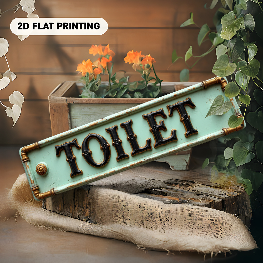 2D Flat, Vintage Toilet Sign - - Home Bathroom Decor ulasan dan harga