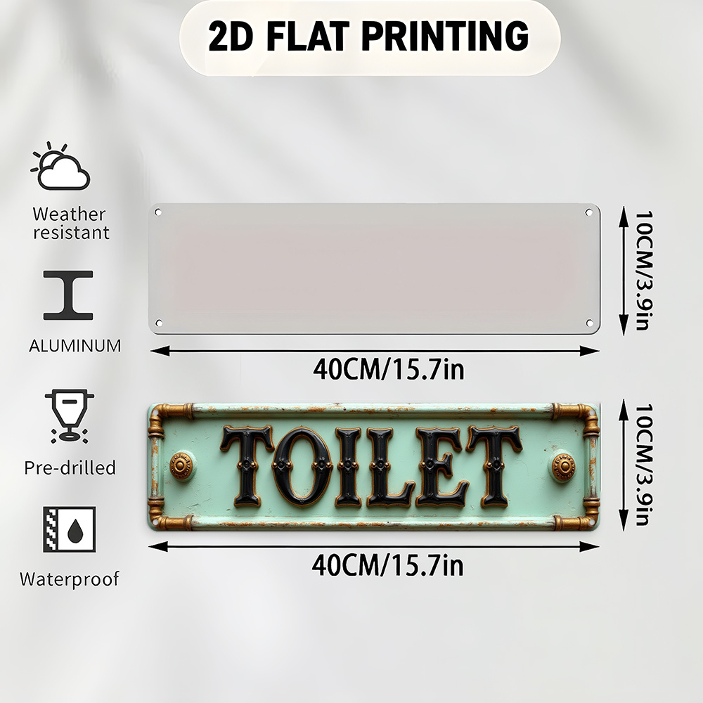 2D Flat, Vintage Toilet Sign - - Home Bathroom Decor ulasan dan harga