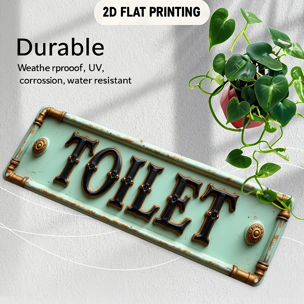 2D Flat, Vintage Toilet Sign - - Home Bathroom Decor ulasan dan harga