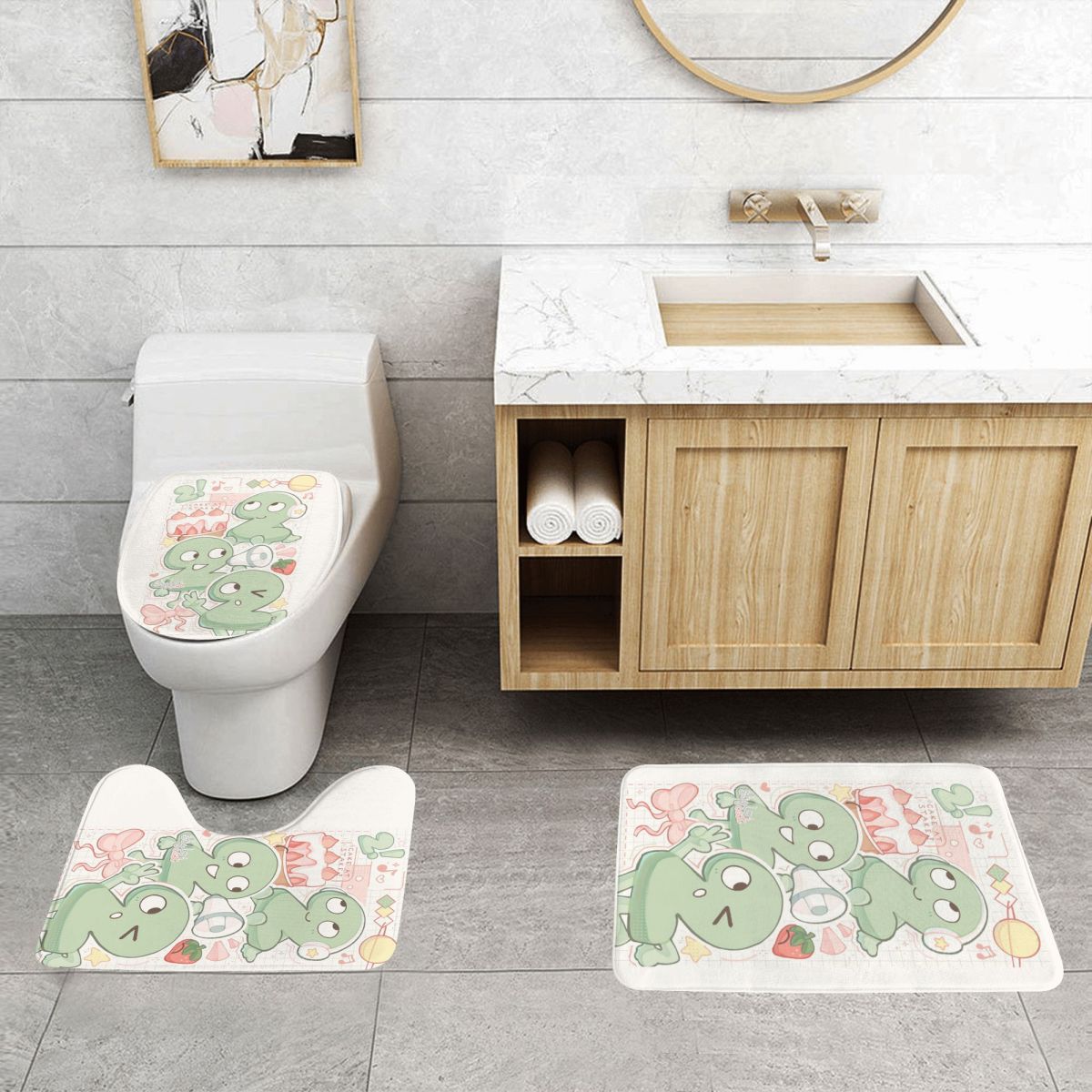 Two Tpot BFDI 3 Pcs Bath Mat B - Home Bathroom With Two Toilets ulasan dan harga