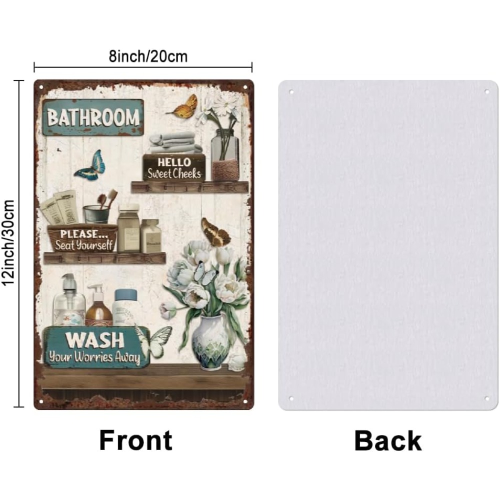 Bathroom Floral Tin Signs Vint - Home Bathroom Wall Art ulasan dan harga